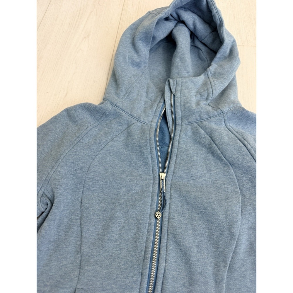 Lululemon Scuba Hoodie Light Cotton Fleece Sz 10 Heathered Illuminight Blue - Picture 3 of 7